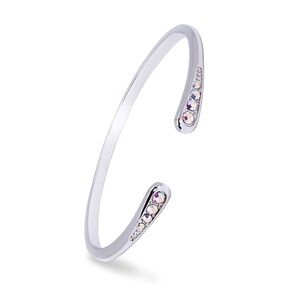 Silvertone Aurora Borealis Pave Bangle With Swarovski Crystals